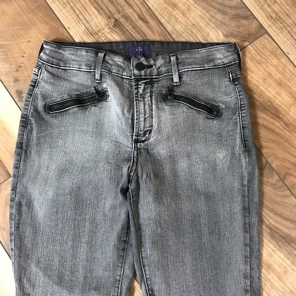 NYDJ Jeans Legging Jegging Moto Gray Stretchy Denim Zipper Pocket Size 8 - Picture 2 of 7